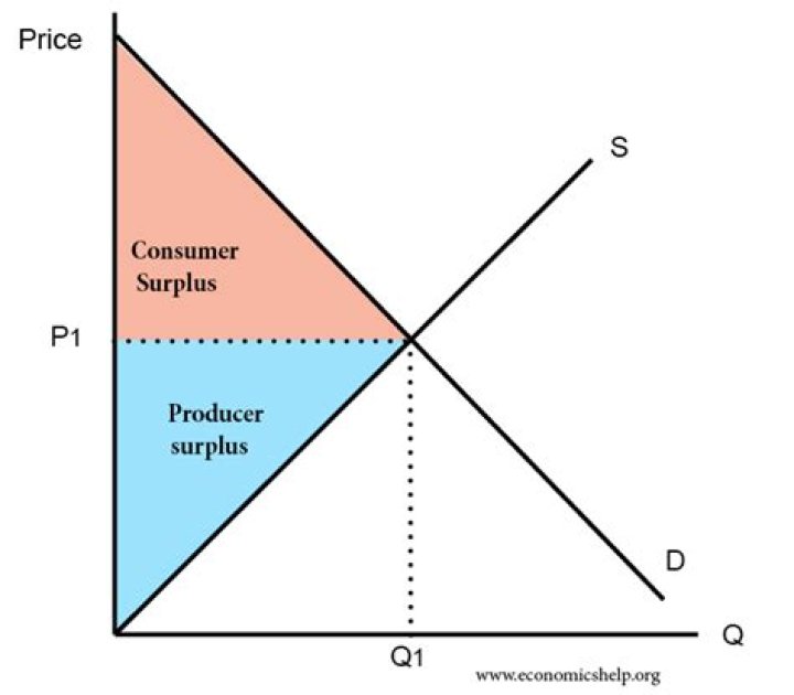 Is the difference between the actual price a producer receives and the minimum acceptable price that a consumer would have to pay?