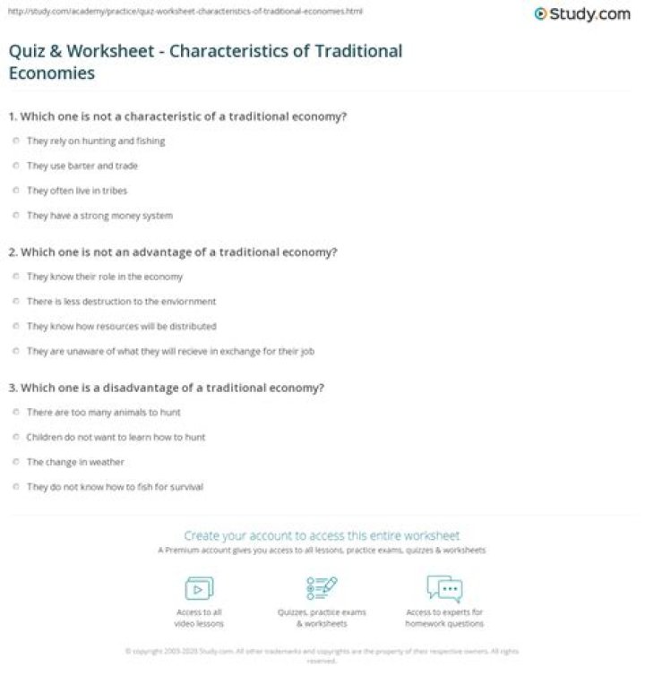 What are the characteristics of a traditional economy check for correct answers?