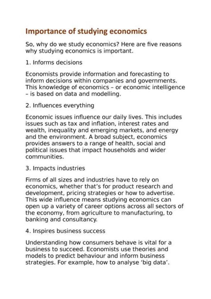 What is the important of studying economics?
